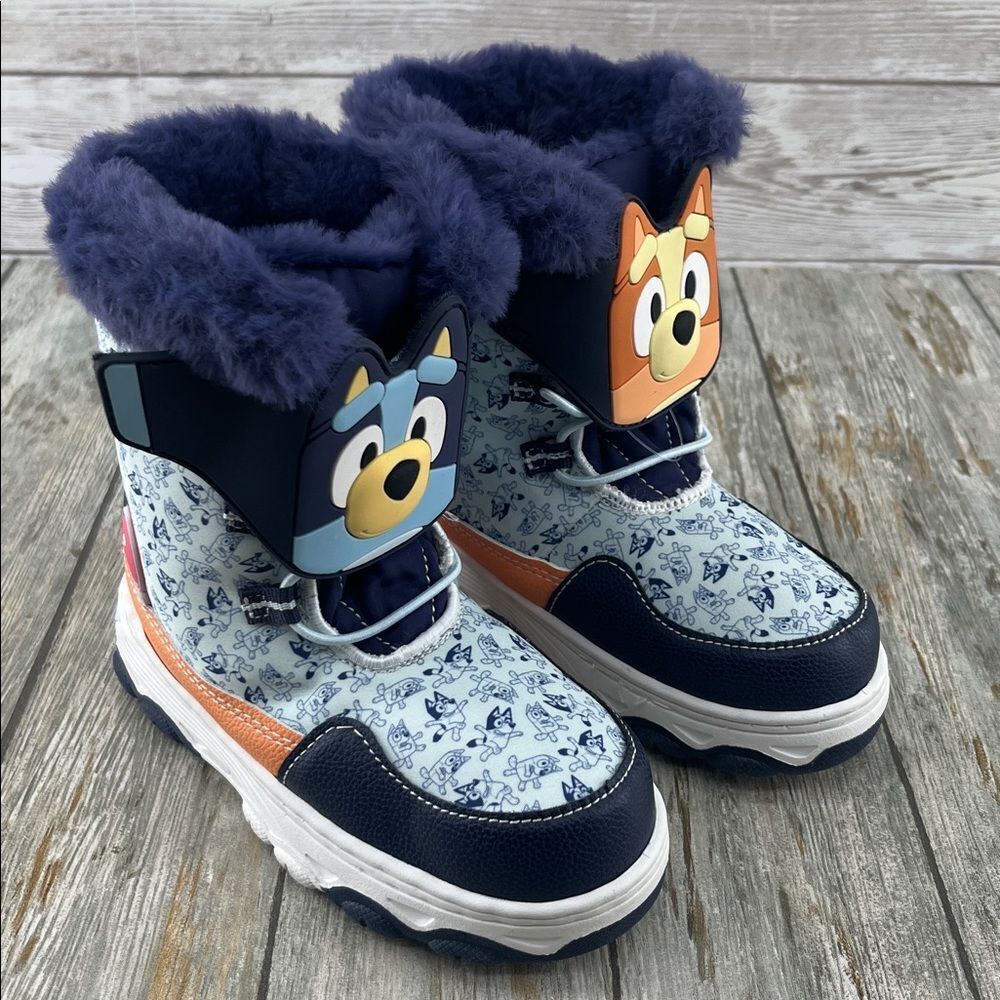 Toddler Bluey Winter Boot Shoes Faux Fur Trim Size 11